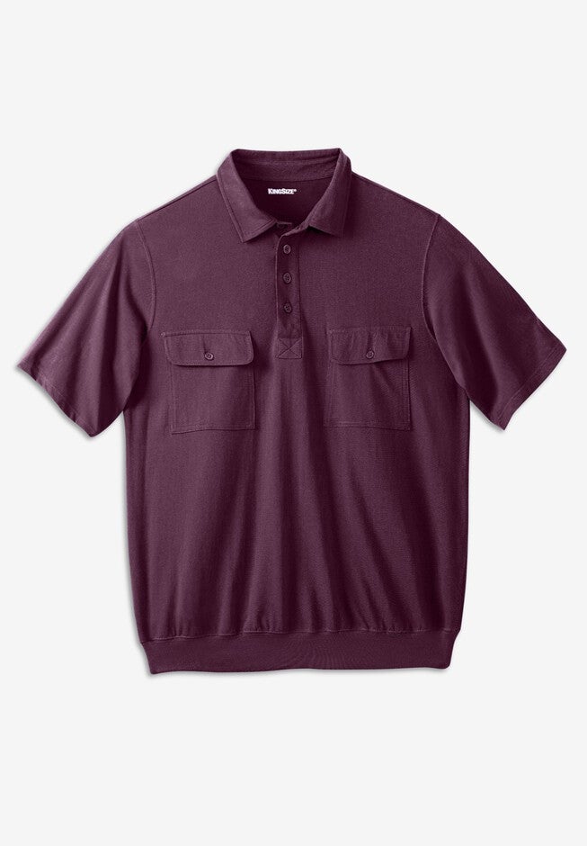 Jersey Double Pocket Banded Bottom Polo, BORDEAUX, hi-res image number null