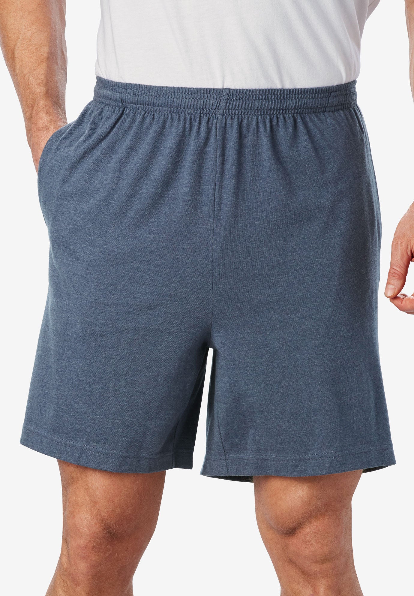 Men s Big Tall Lightweight Jersey Shorts by KingSize in Heather Slate Blue Size 3XL