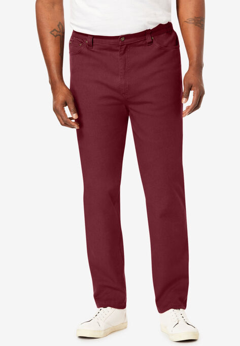 Liberty Blues™ Relaxed Fit Side Elastic 5-Pocket Stretch Jeans, BURGUNDY, hi-res image number null