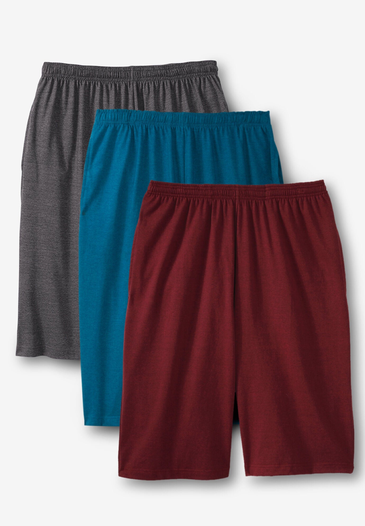 Lightweight Extra Long Relaxed Fit Shorts 3Pack, Assorted Colors