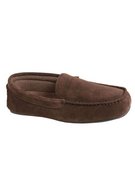 L.B. Evans Darren Suede Moccasin Slippers, CHOCOLATE, hi-res image number null