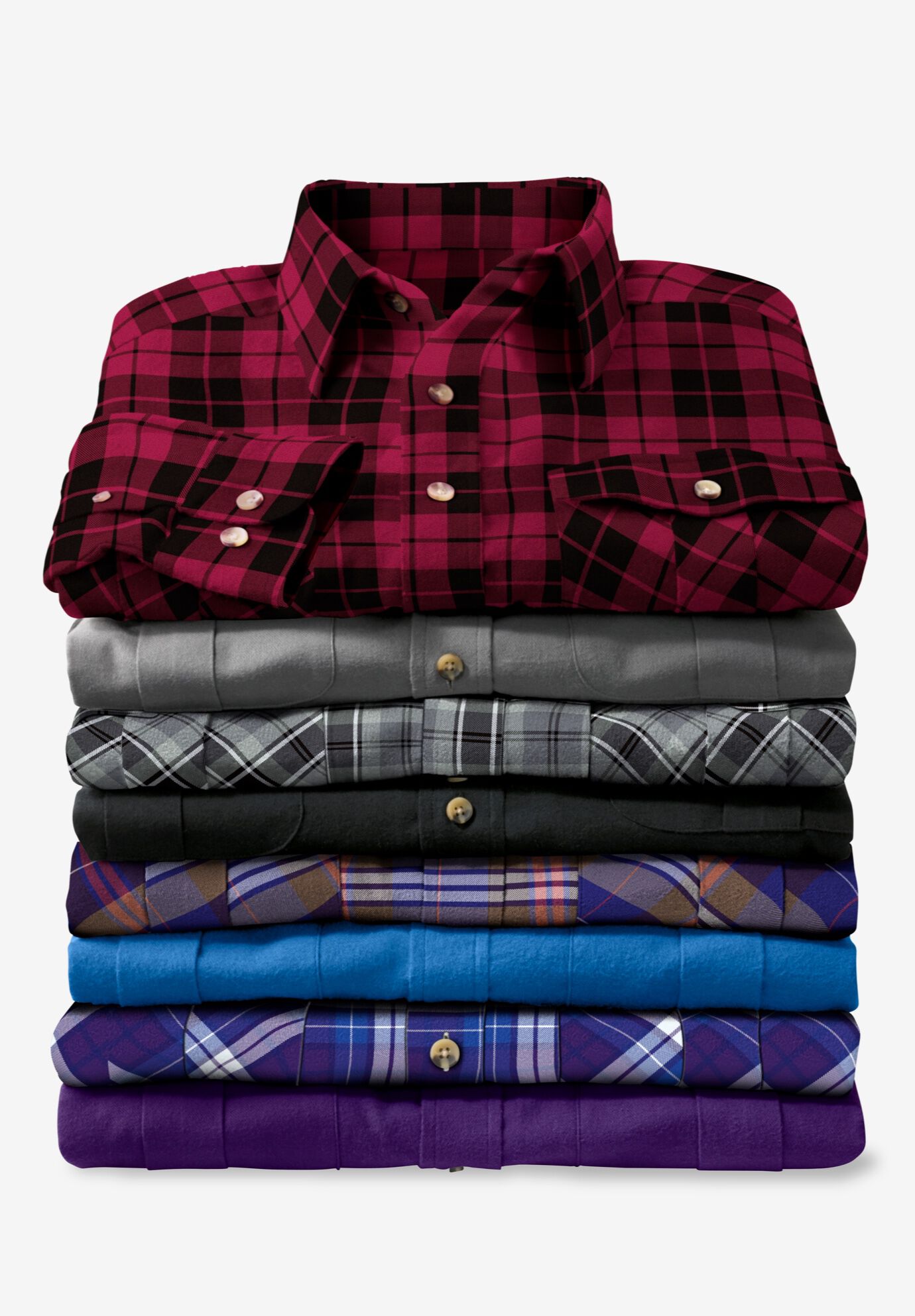 Flannel Double Brushed Shirt with Horn Buttons Navy King Size