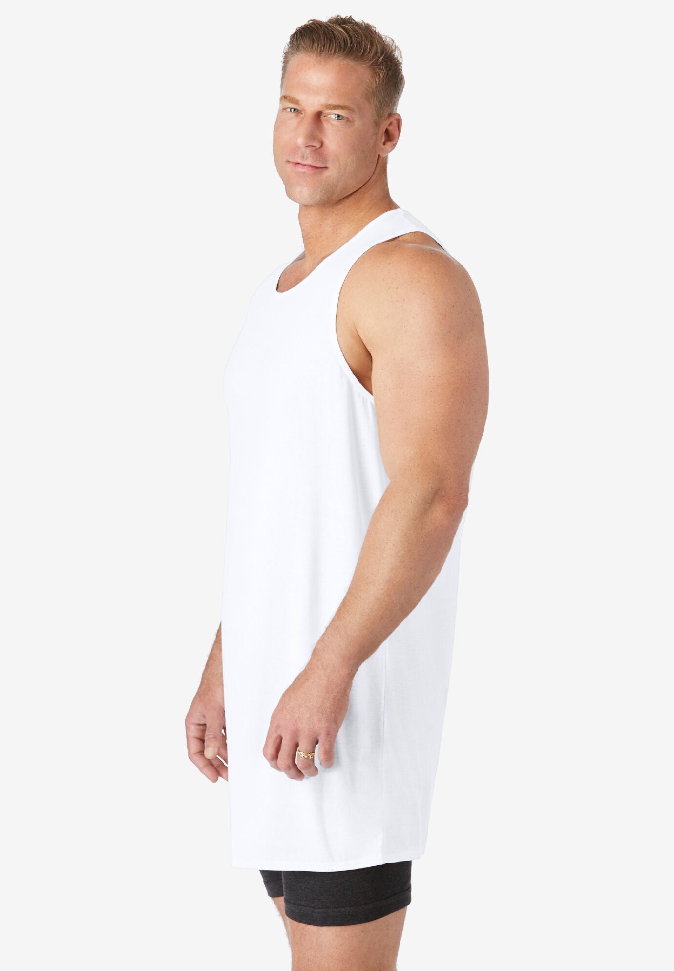 Longer Length Cotton Undershirt, , alternate image number 2