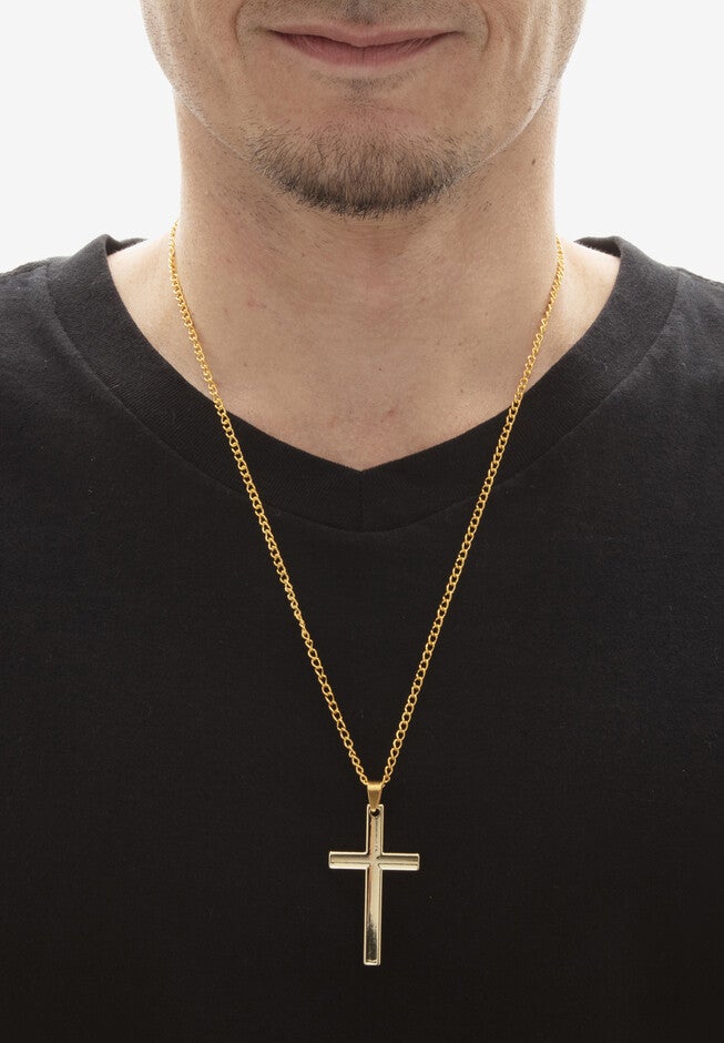 Men'S Yellow Gold Ion Plated Stainless Pendant With 24 Inch Chain, , alternate image number null