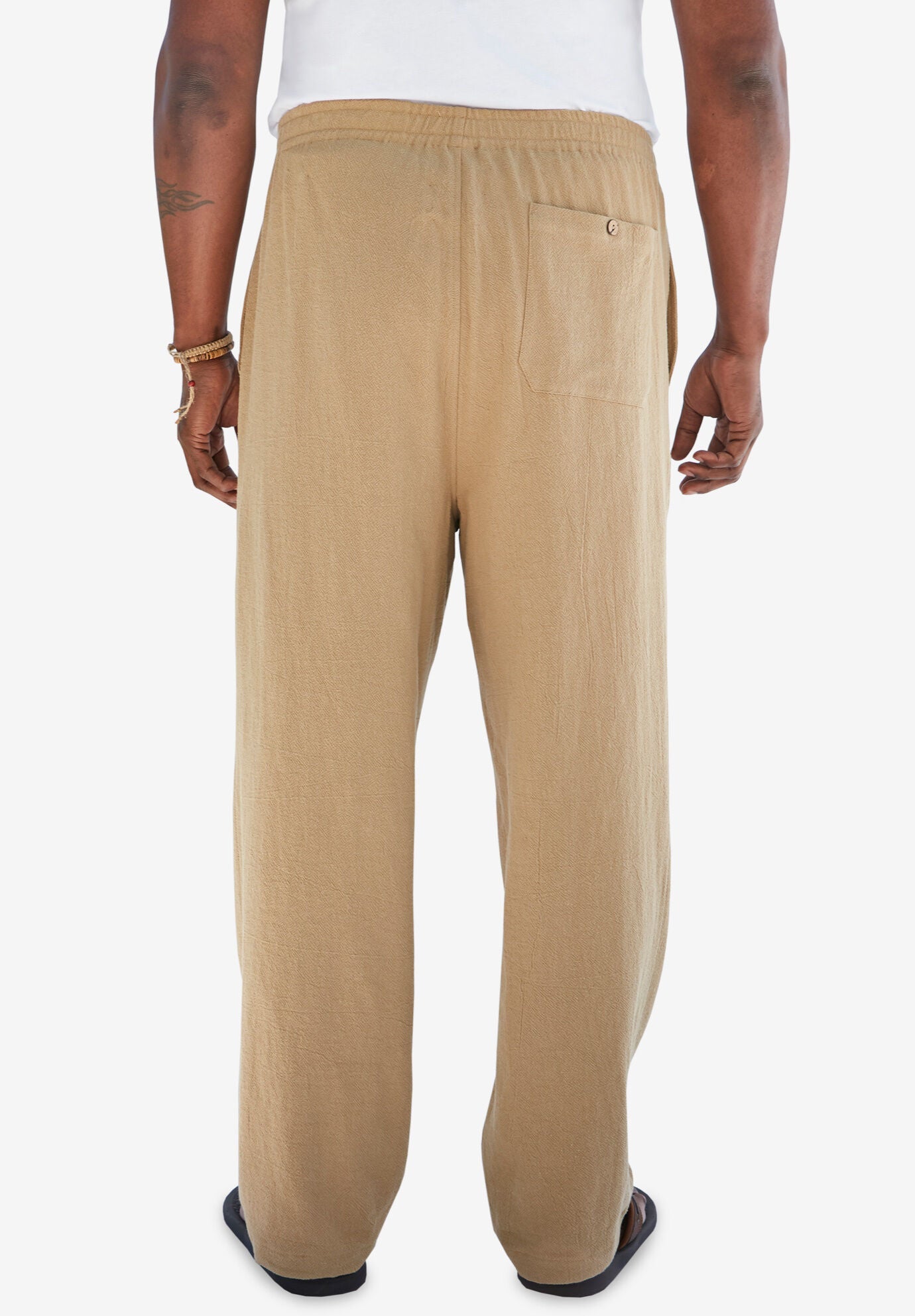 Elastic Waist Gauze Cotton Pants King Size