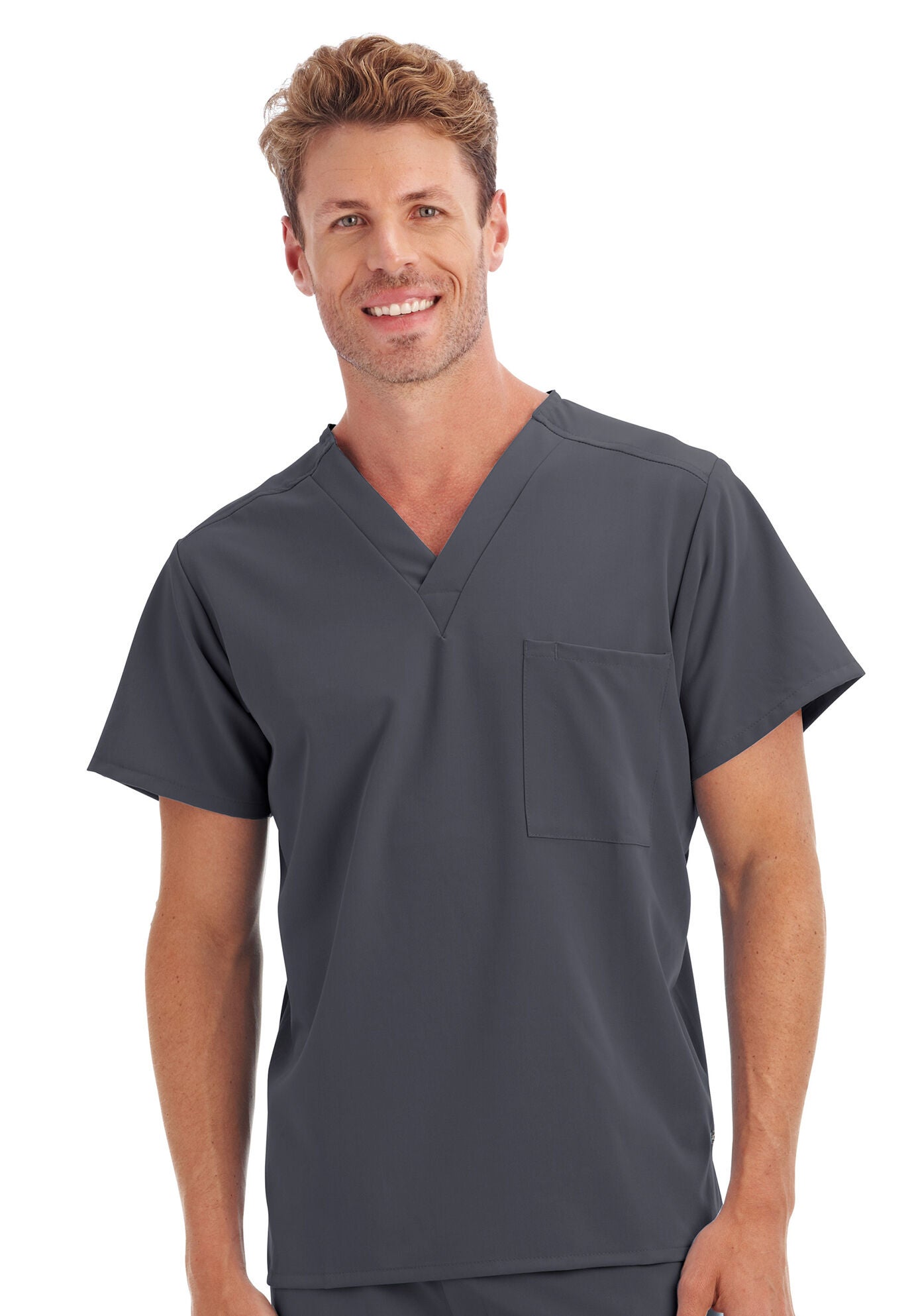 One Pocket Unisex Scrub Top, CHARCOAL, hi-res image number 0