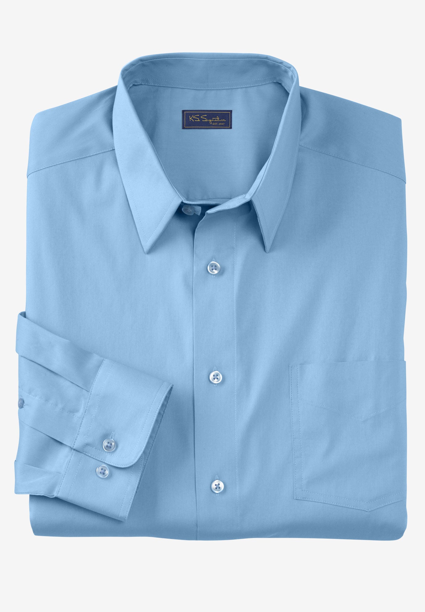 KS Signature by Kingsize Mens Big /& Tall No Hassle Long-Sleeve Dress Shirt