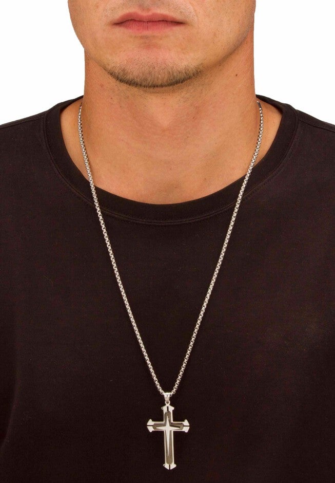Stainless Steel Cross Pendant with 24" Chain, , alternate image number null