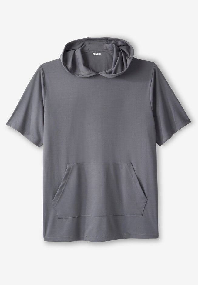 Short-Sleeve Wicking Hoodie, CHARCOAL, hi-res image number 0