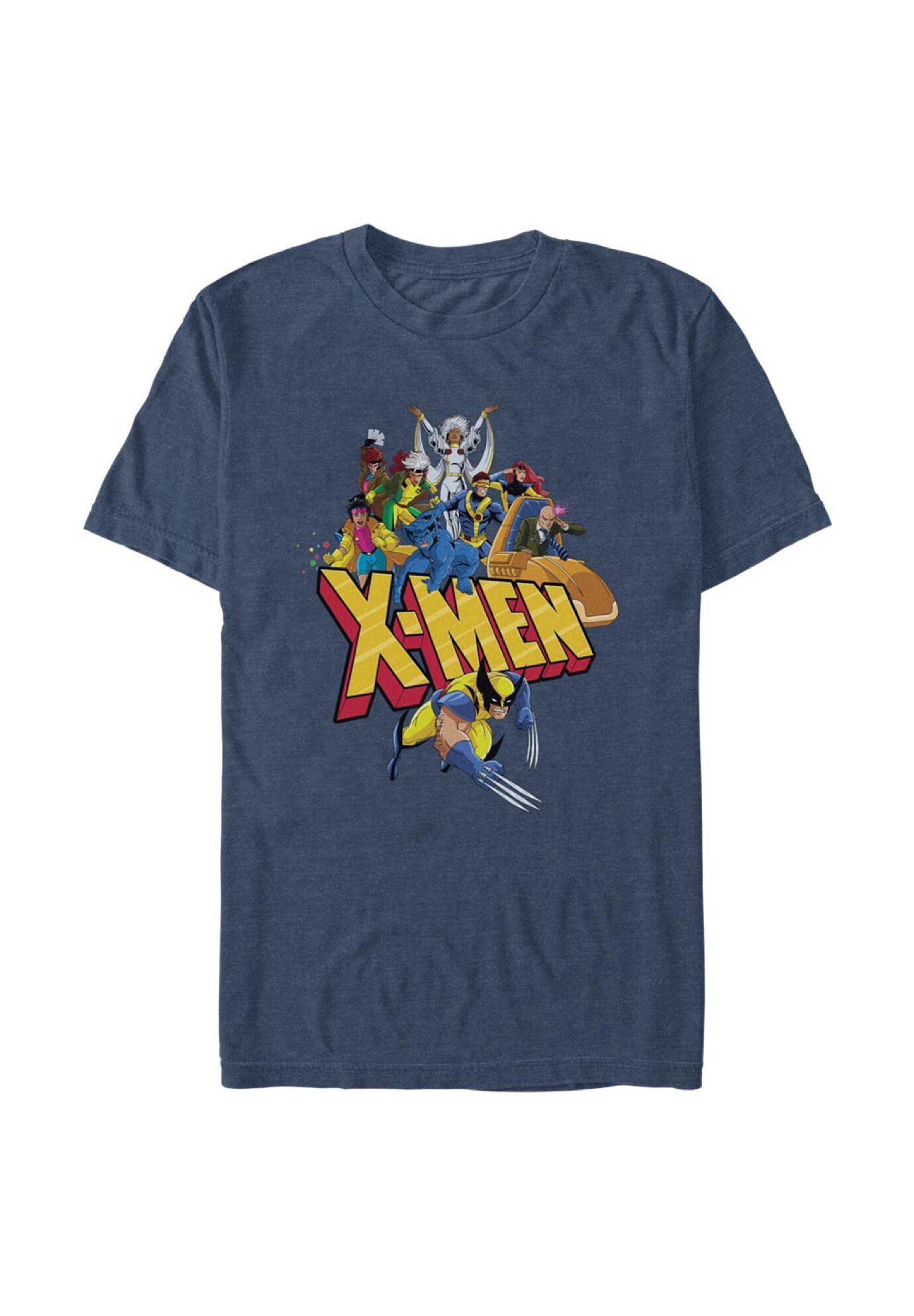 X-Men Text Block Tops & Tees, NAVY HEATHER, hi-res image number 0