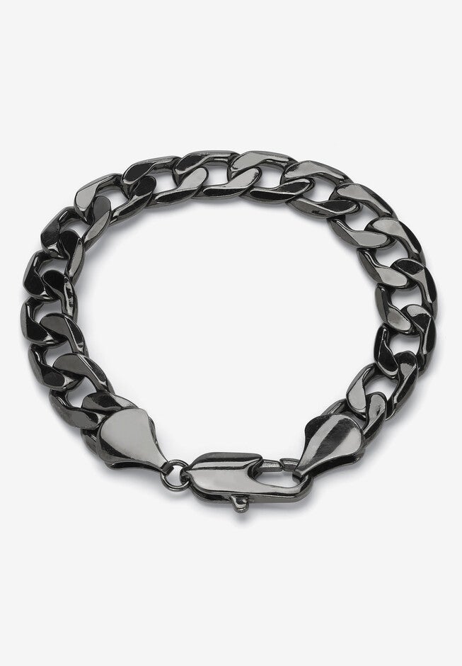 Black Ruthenium-Plated Curb-Link Bracelet 10 inches, BLACK, hi-res image number 0