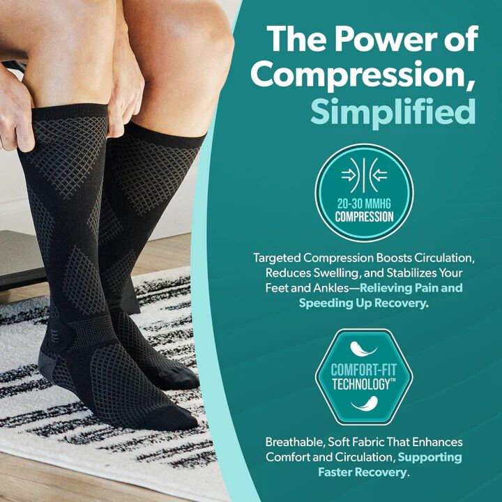 Closed Tall Knee High Compression Socks, BLACK, alternate image number 2