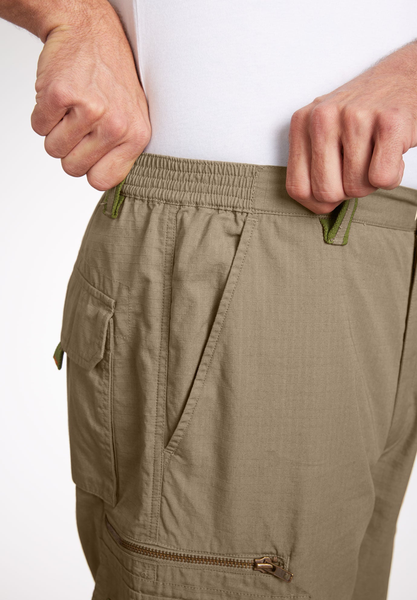 Ripstop Cargo Pants with Side-Elastic Waist, Navy | King Size