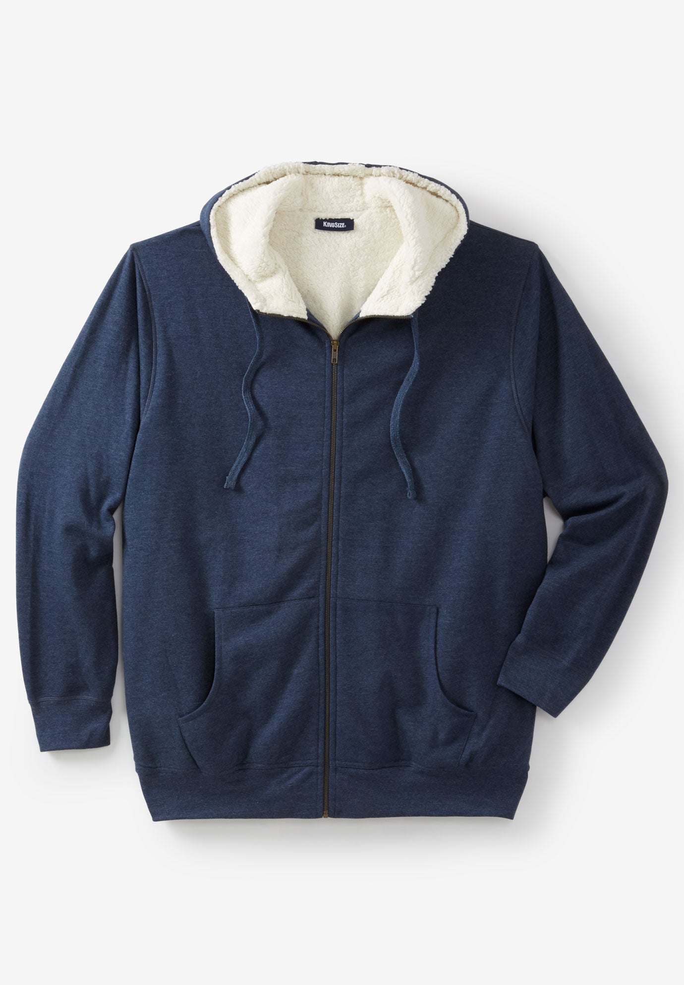 Sherpa-Lined Fleece Zip Hoodie | King Size