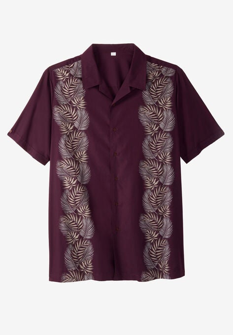 Short Sleeve Island Shirt, DEEP PURPLE LEAF, hi-res image number null