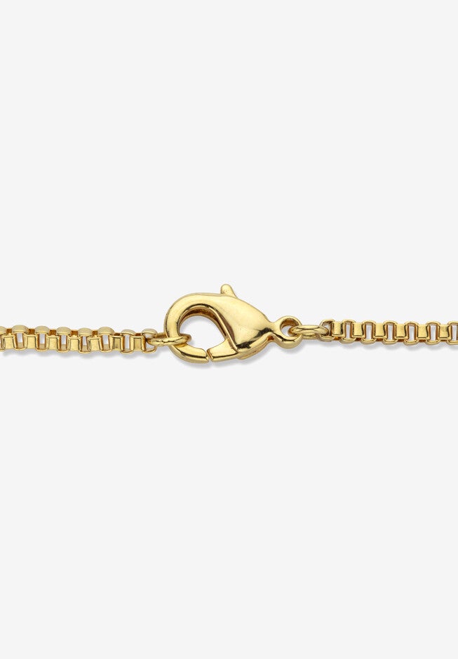 Men's Goldtone Nail Cross Pendant (32mm) Round Crystal with 24 inch Chain, , on-hover image number null