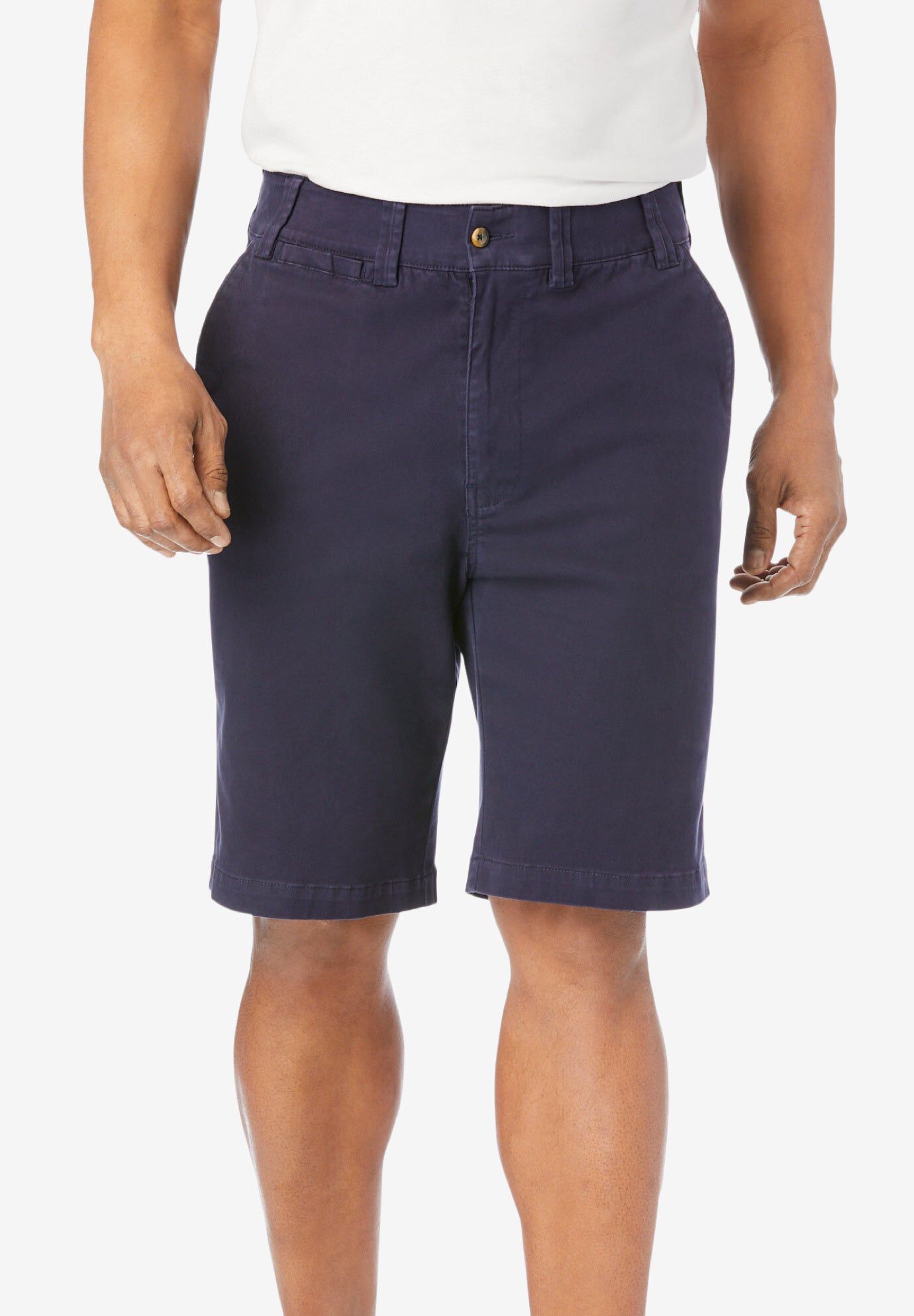 Men's Relaxed Fit Elastic Waist Chino Shorts, Navy | King Size