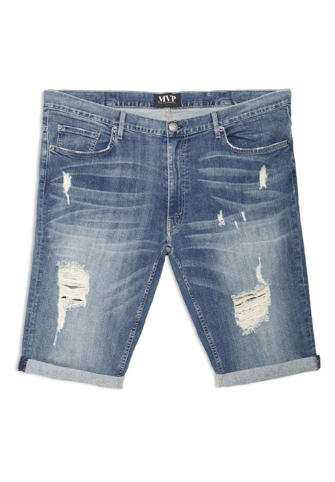 MVP Collections® Distressed Wash Denim Shorts, , on-hover image number null