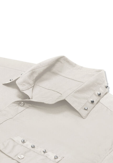 Spike Trim Short Sleeve Shirt, , alternate image number null
