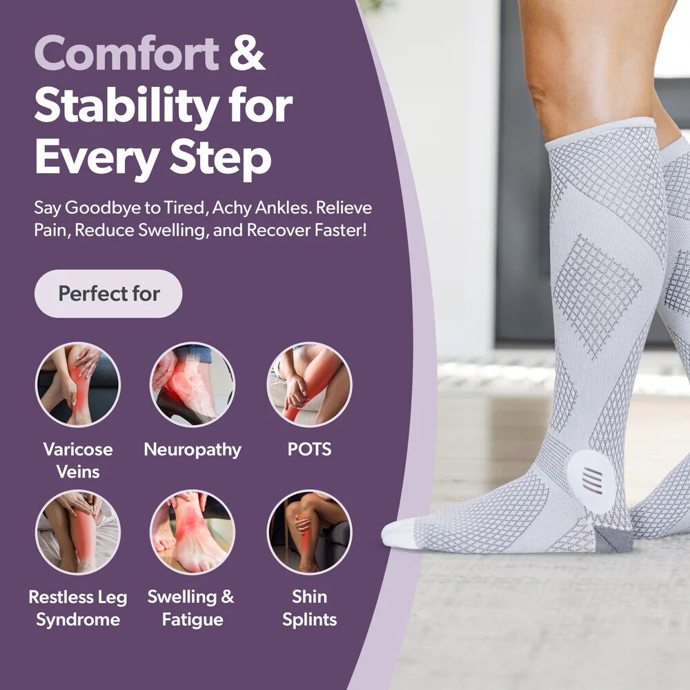 Closed Tall Knee High Compression Socks, GRAY, alternate image number 3