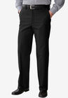 Relaxed Fit Wrinkle-Free Full Elastic Plain Front Pants, BLACK, hi-res image number null