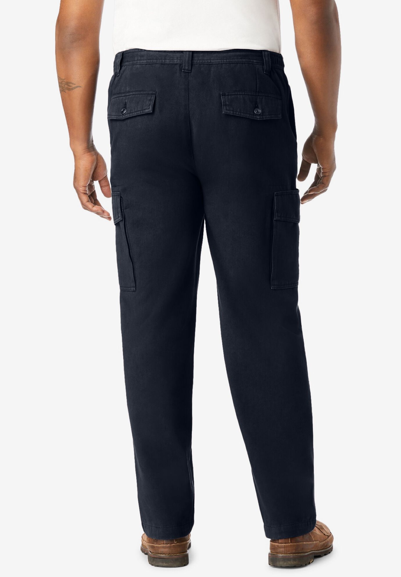 Elastic Waist Cargo Pants Relaxed Fit Renegade Black King Size