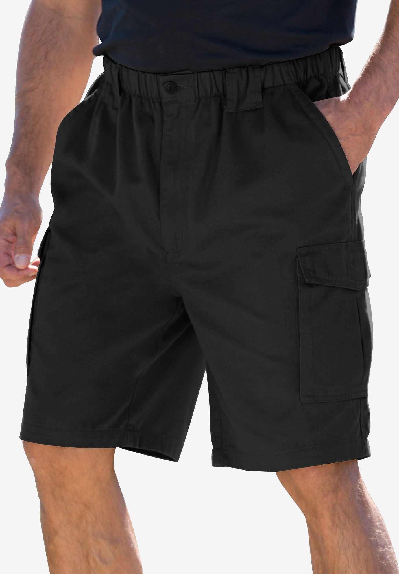 Men s Big Tall Renegade 9 Full Elastic Waist Cargo Shorts by Boulder Creek in Black Size 3XL
