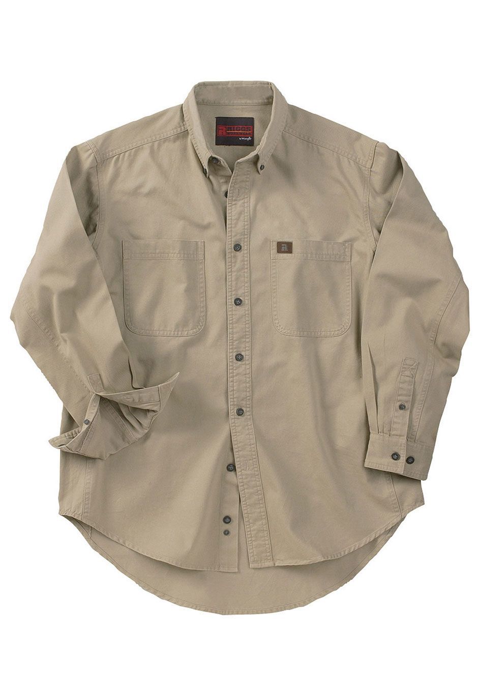 Riggs Workwear Long-Sleeve Cotton Work Shirt, KHAKI, hi-res image number 0