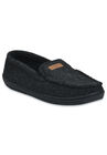 Mens Faux Wool Mocassin Slipper With Velour Lining Slippers, BLACK, hi-res image number null
