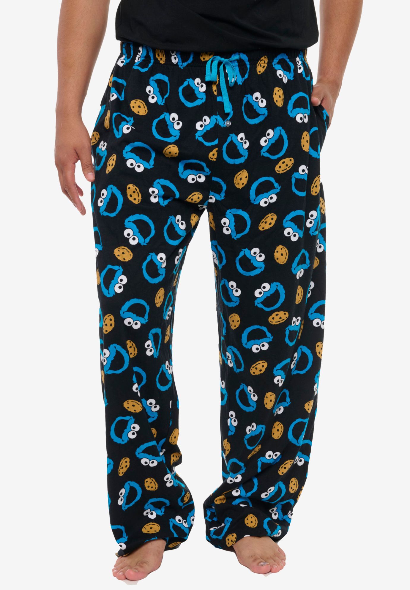 Cookie Monster Pajama Pants Lounge Wear With Pockets