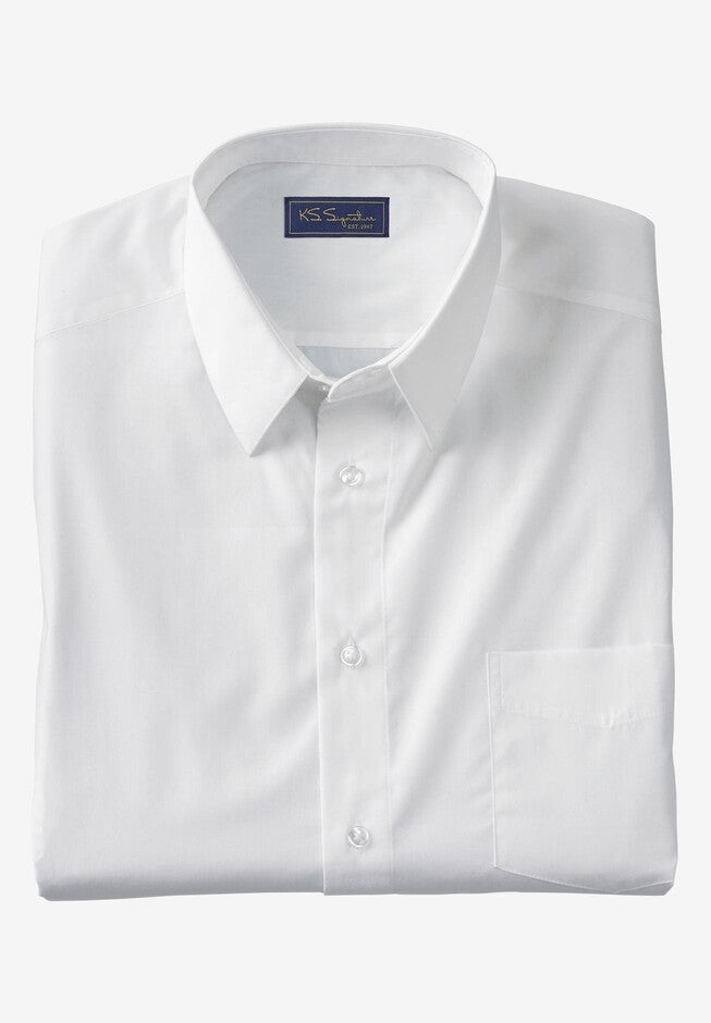 Wrinkle-Free Long-Sleeve Men's Dress Shirt, White | King Size Wrinkle-Free Long-Sleeve Men's Dress Shirt, White | King Size