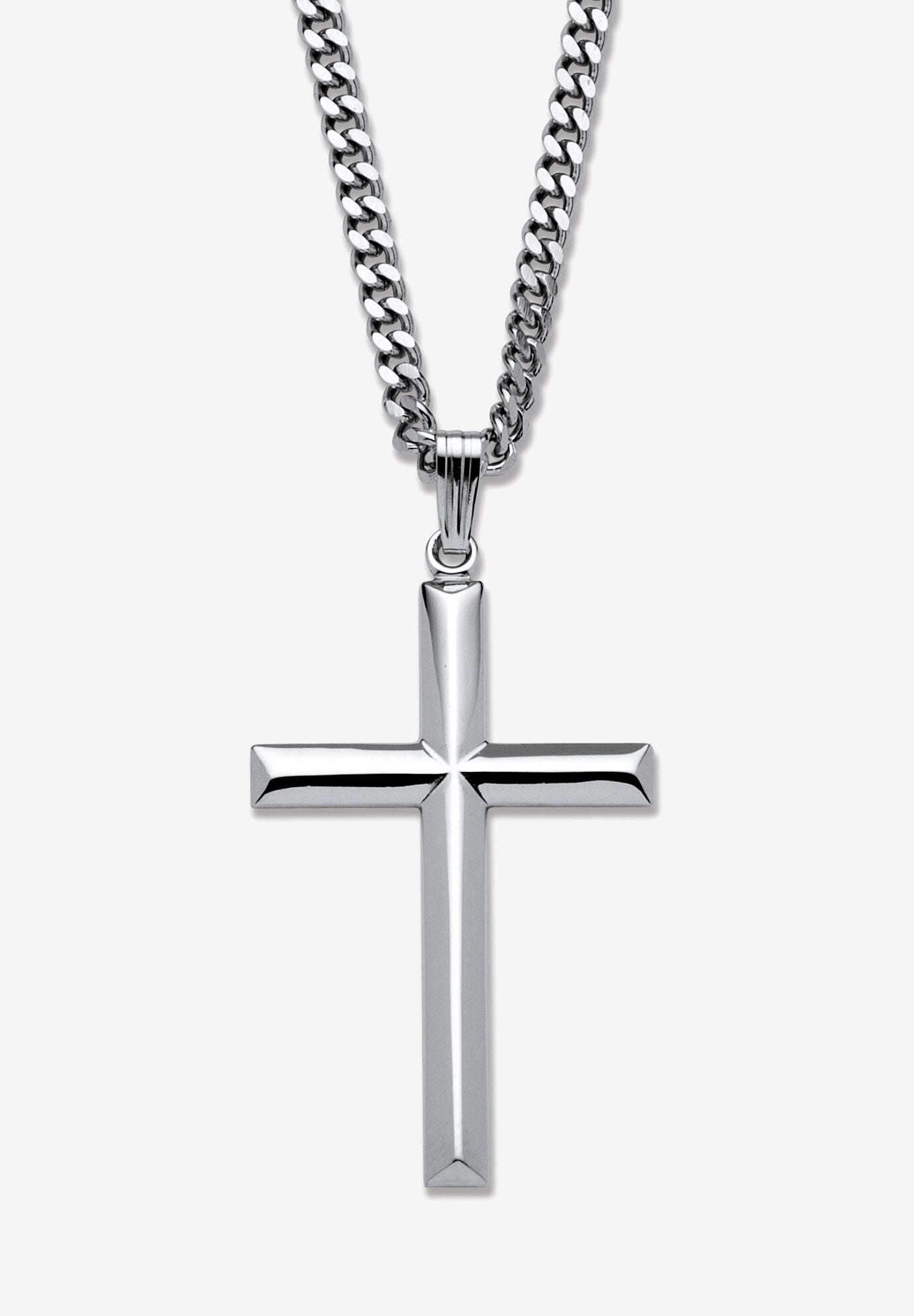 Silver chain cross necklace mens 2025