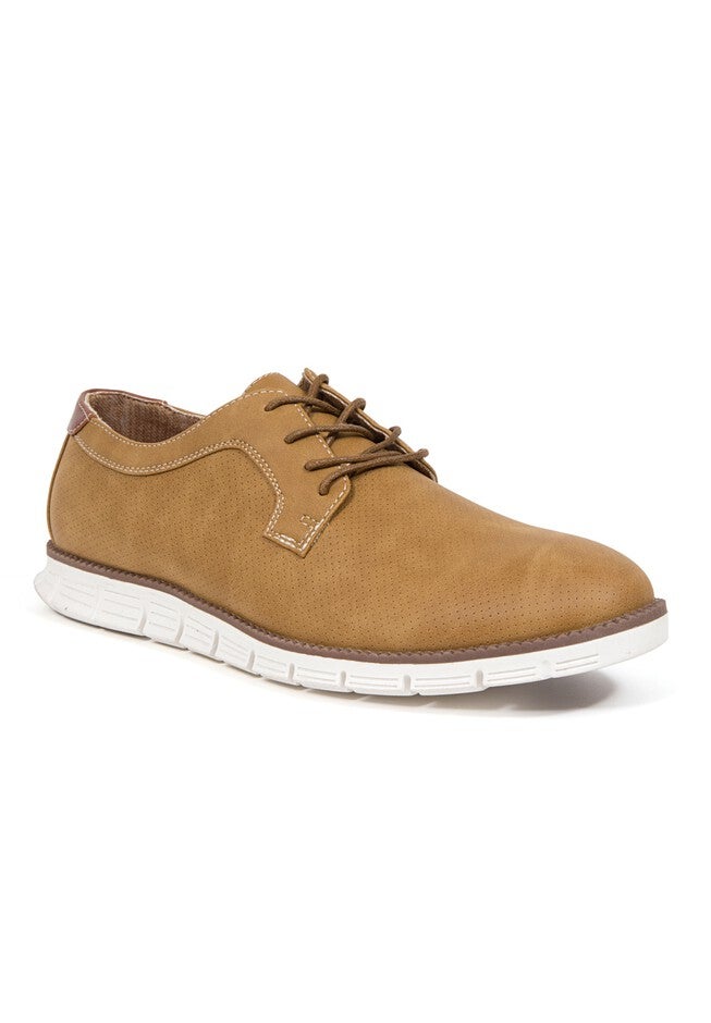 Deer Stags® Axel Memory Foam Classic Lace-up Wingtip Lightweight Oxford Sneaker Hybrid, DARK CAMEL, hi-res image number null