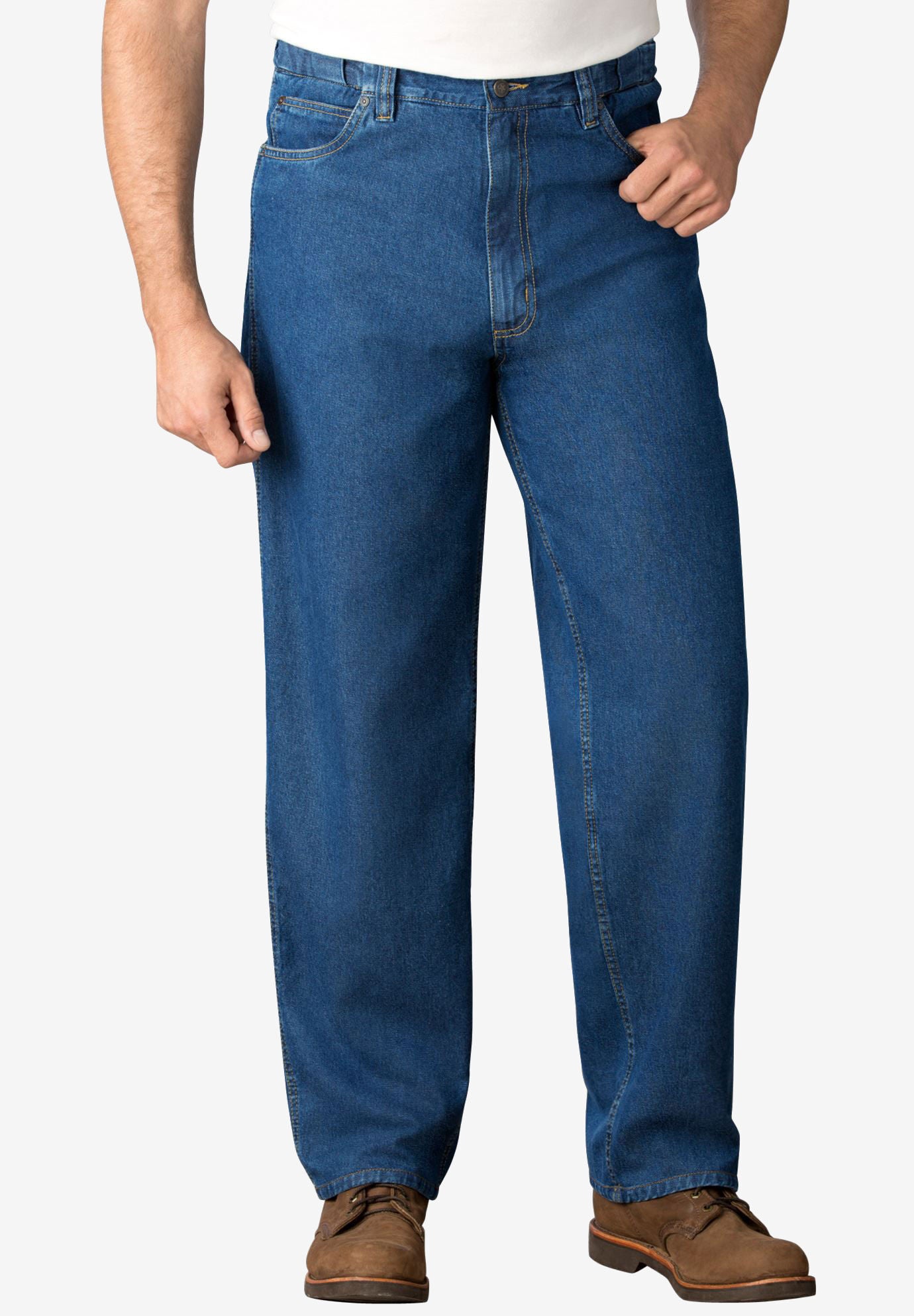 Men's Full Size Zipper Detail Relaxed Fit Jeans Plus Size