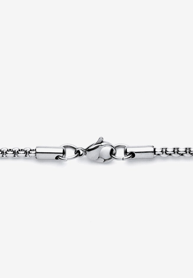 Men'S Stainless Steel Gothic Wrapped Double Cross Pendant (33Mm) Round Crystal With 24 Inch Chain, , on-hover image number null