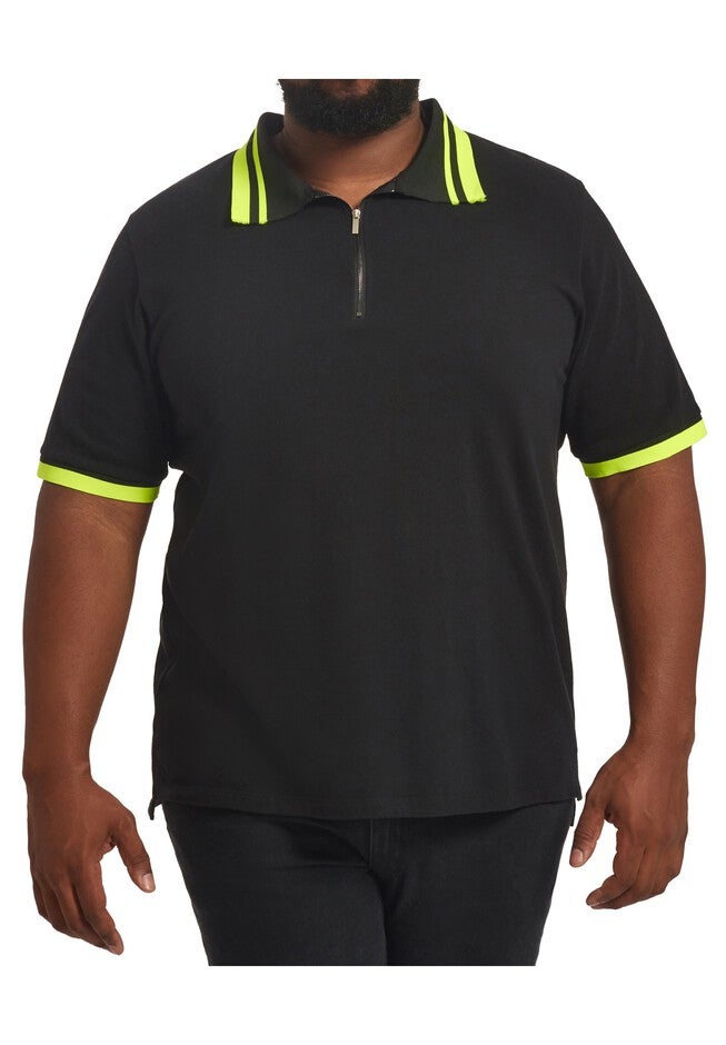 MVP Collections® Neon Stripe Collar Polo Shirt, ONYX LIME, hi-res image number 0