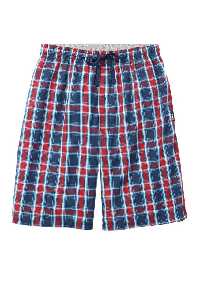 Hanes® 2-Pack Woven Sleep Shorts, BLUE RED PLAID, hi-res image number 0