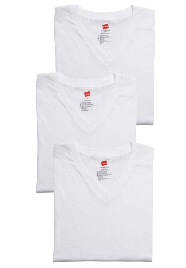 Hanes® V-Neck 3-Pack, WHITE, hi-res image number 0