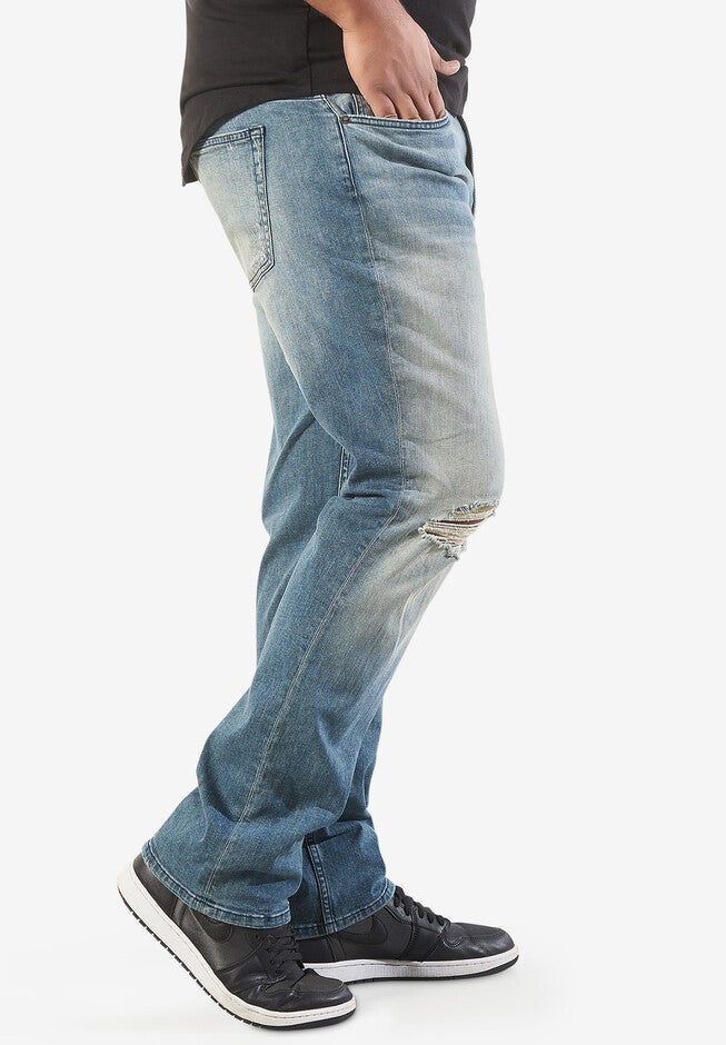 MVP Collections® Slit Knee Straight Leg Jeans, , alternate image number null