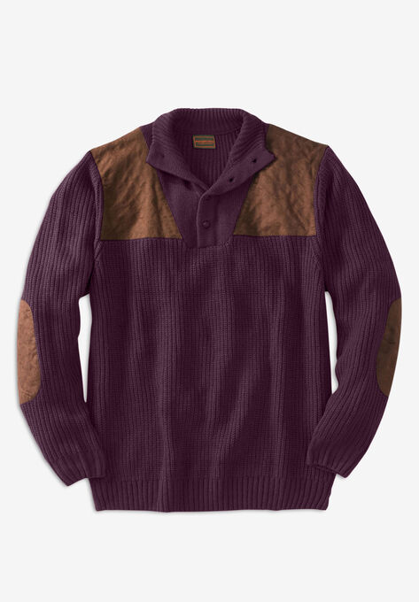 Boulder Creek™ Patch Sweater with Mock Neck, DARK GRAPE, hi-res image number null
