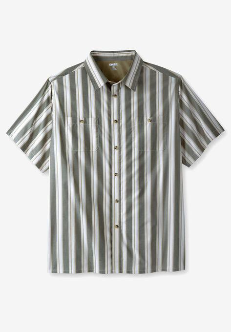 Striped Short-Sleeve Sport Shirt, OLIVE STRIPE, hi-res image number null