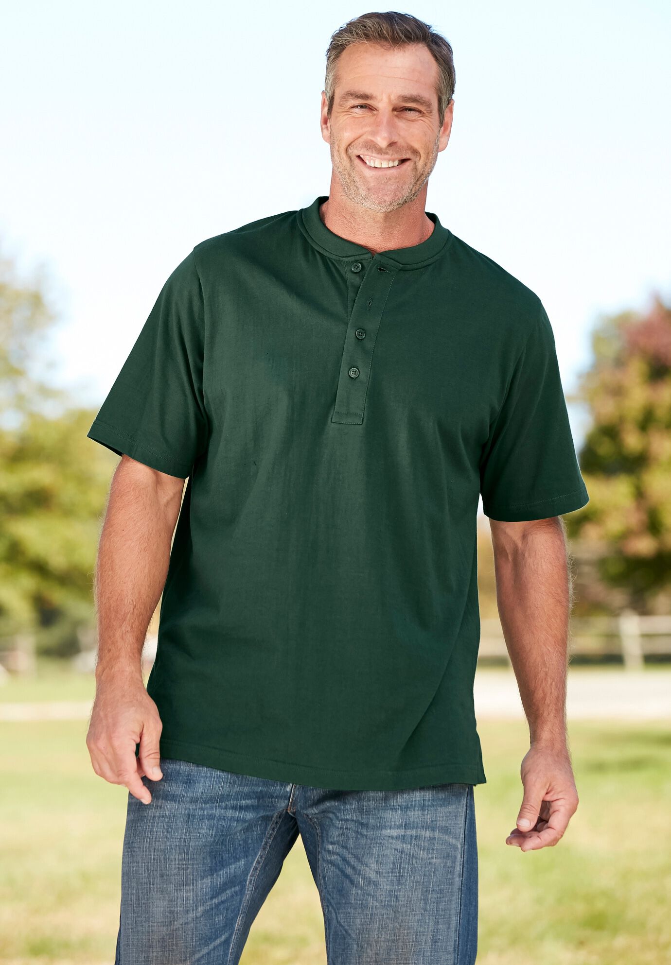 KingSize Men's Big & Tall Shrink-Less™ Lightweight Henley Longer Length T-Shirt Henley Shirt 