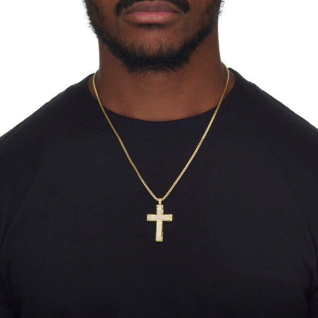 .65 Cttw.Gold-Plated Round Cubic Zirconia Cross Pendant Necklace 20 inches, WHITE, alternate image number null