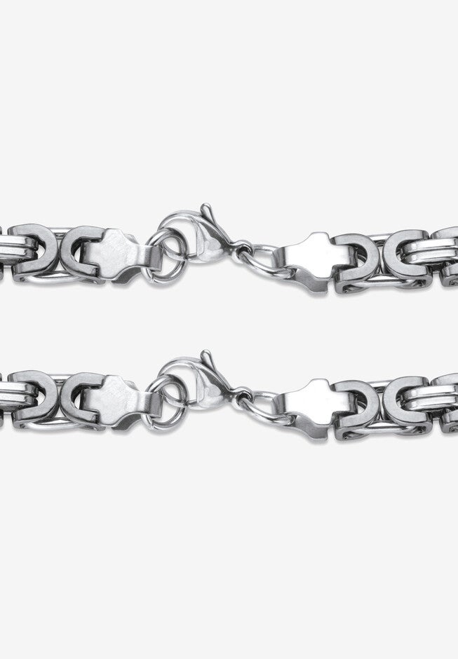 Men's Stainless Steel 2 Piece Chain Bracelet & Necklace Set (6Mm)24 And 9 Inch, , on-hover image number null