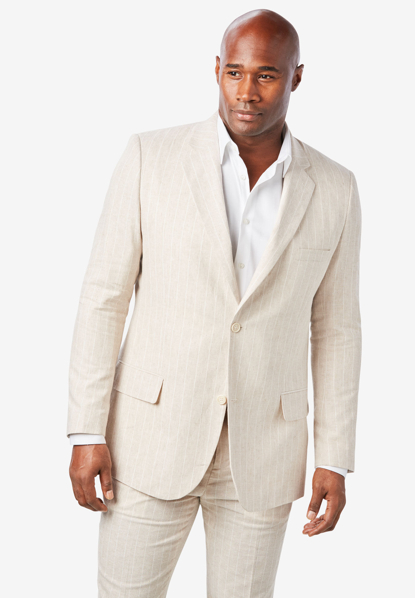 Natural 62 KS Island by Kingsize Mens Big & Tall Linen Blend Two-Button Suit Jacket Big 
