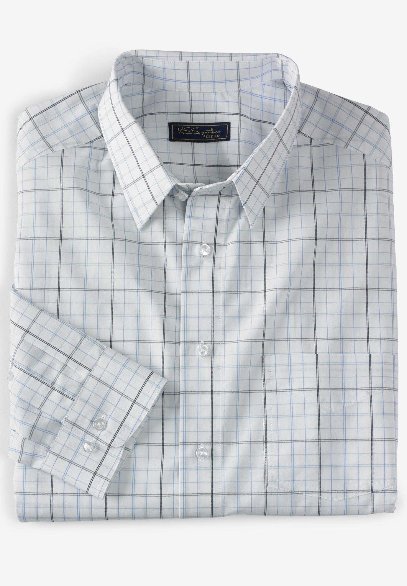Kingsize Signature Collection Mens Big /& Tall Signature Fit Long-Sleeve Broadcloth Dress Shirt