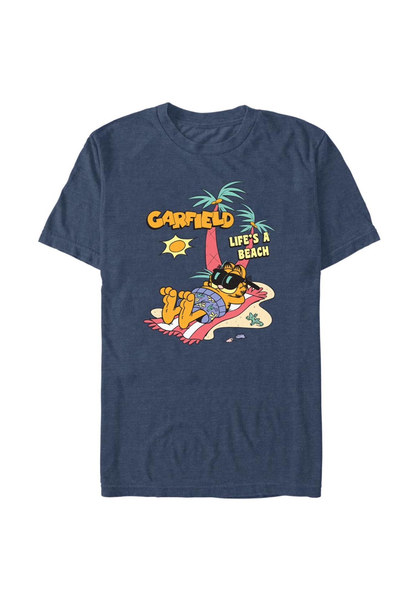 Cat On The Beach Tops & Tees, NAVY HEATHER, hi-res image number 0