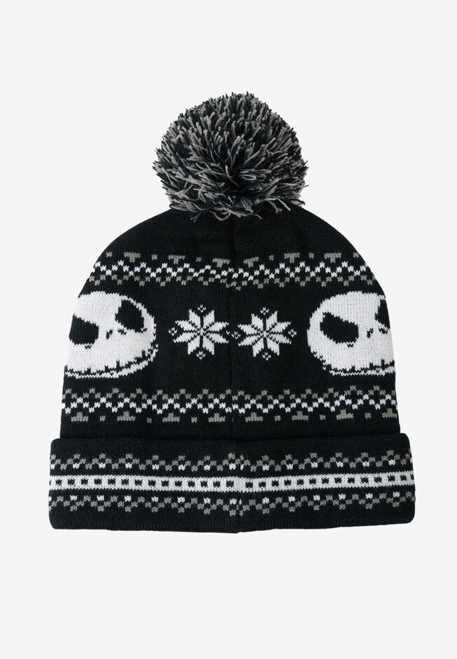 Men's Nightmare Before Christmas Knit Beanie Hat & Touch Screen Gloves  2-Piece Set, BLACK, on-hover image number 1