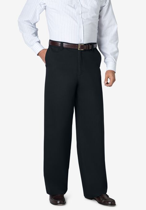WRINKLE-FREE PANTS WITH EXPANDABLE WAIST, WIDE LEG, BLACK, hi-res image number null