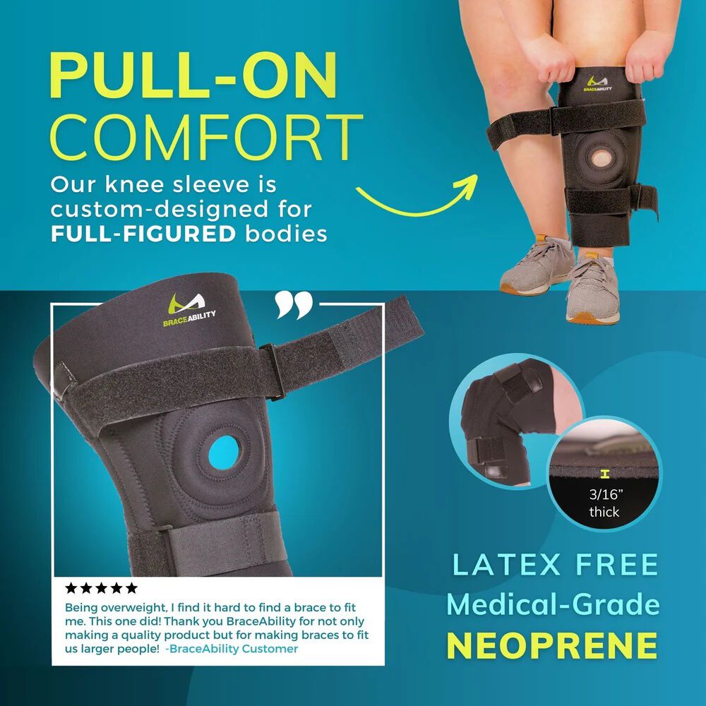 Plus Size Knee Brace, BLACK, alternate image number 3
